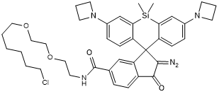 Photoactivatable Janelia Fluor&reg; 646 with chloroalkane handle for self-labeling tags fusion protein