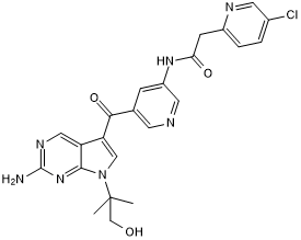 Potent and selective pan-Trk inhibitor; peripherally restricted