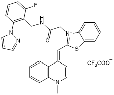 Ultrabright fluorogenic dye for imaging RNA in living cells; activated by binding Mango aptamers