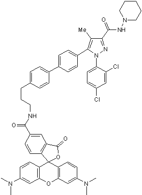 Fluorescent cannabinoid ligand; fluorescent form of AM 251 (Cat. No. 1117)